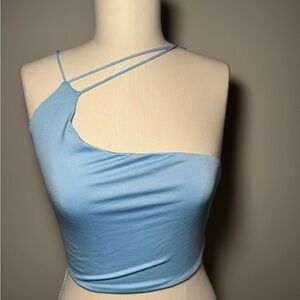 Elegant Blue Asymmetrical Women's Top